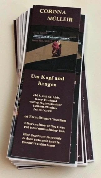 Buchzeichen &bdquo;Um Kopf und Kragen&ldquo;